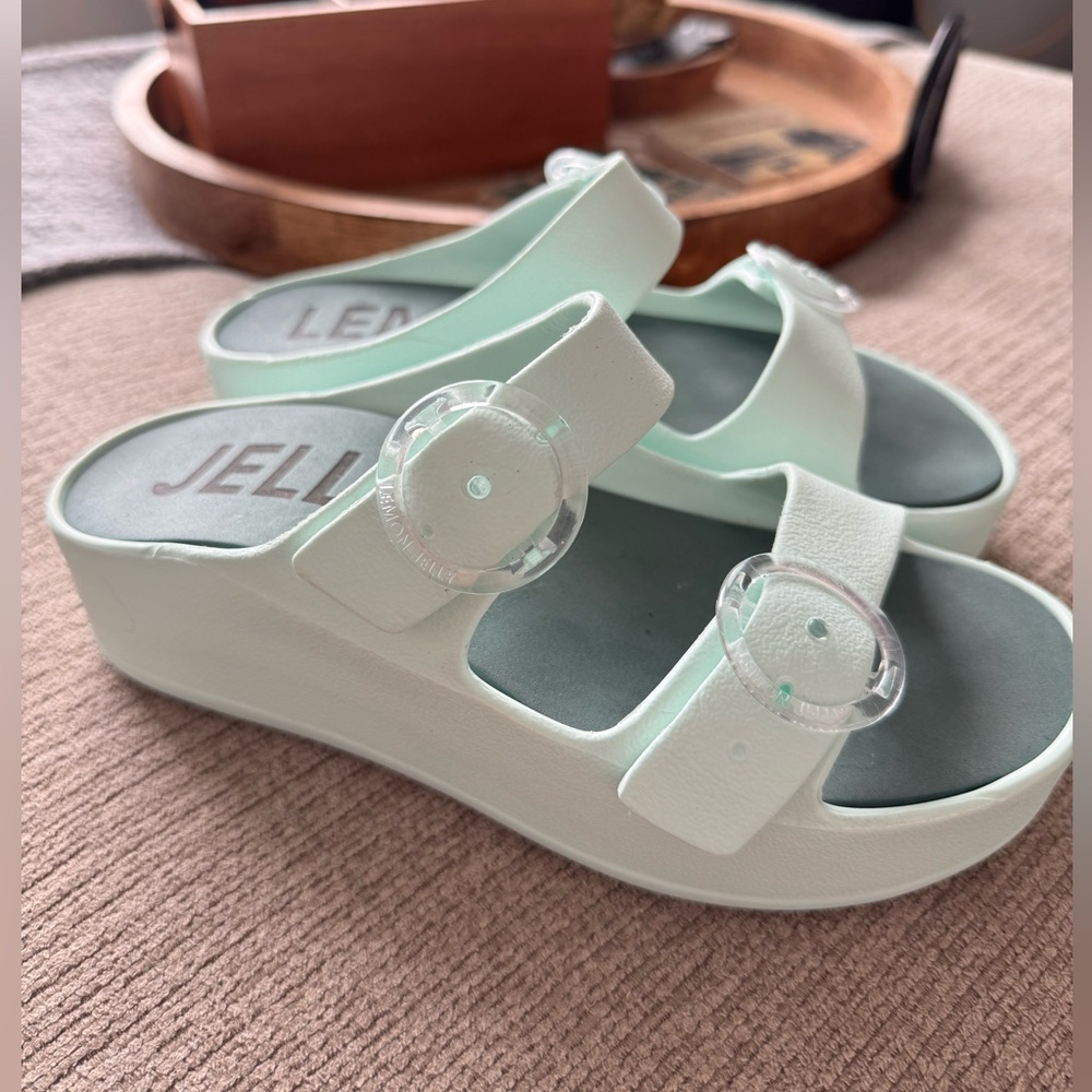 Lemon Jelly Fenix Aqua Green Vegan Green Sandals with Buckles Sz 37 - Picture 2 of 8